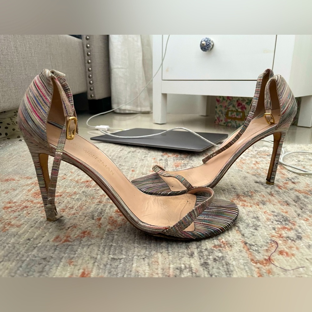 Stuart Weitzman multicolor classic sandal heel nudistcurve 100 size 8.5